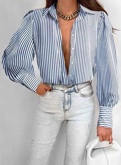 Puff Sleeve Stripe Blouse