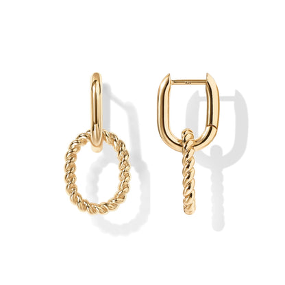 Rope and Plain Link Earrings