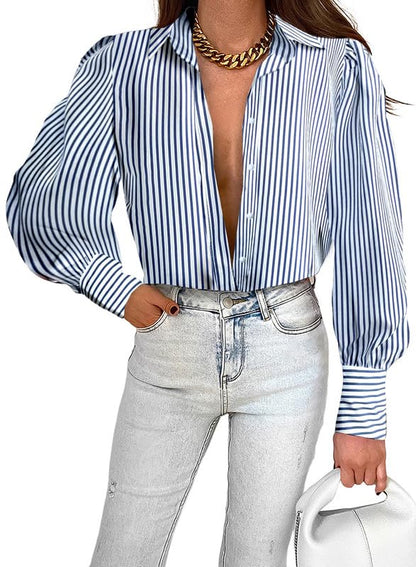 Puff Sleeve Stripe Blouse