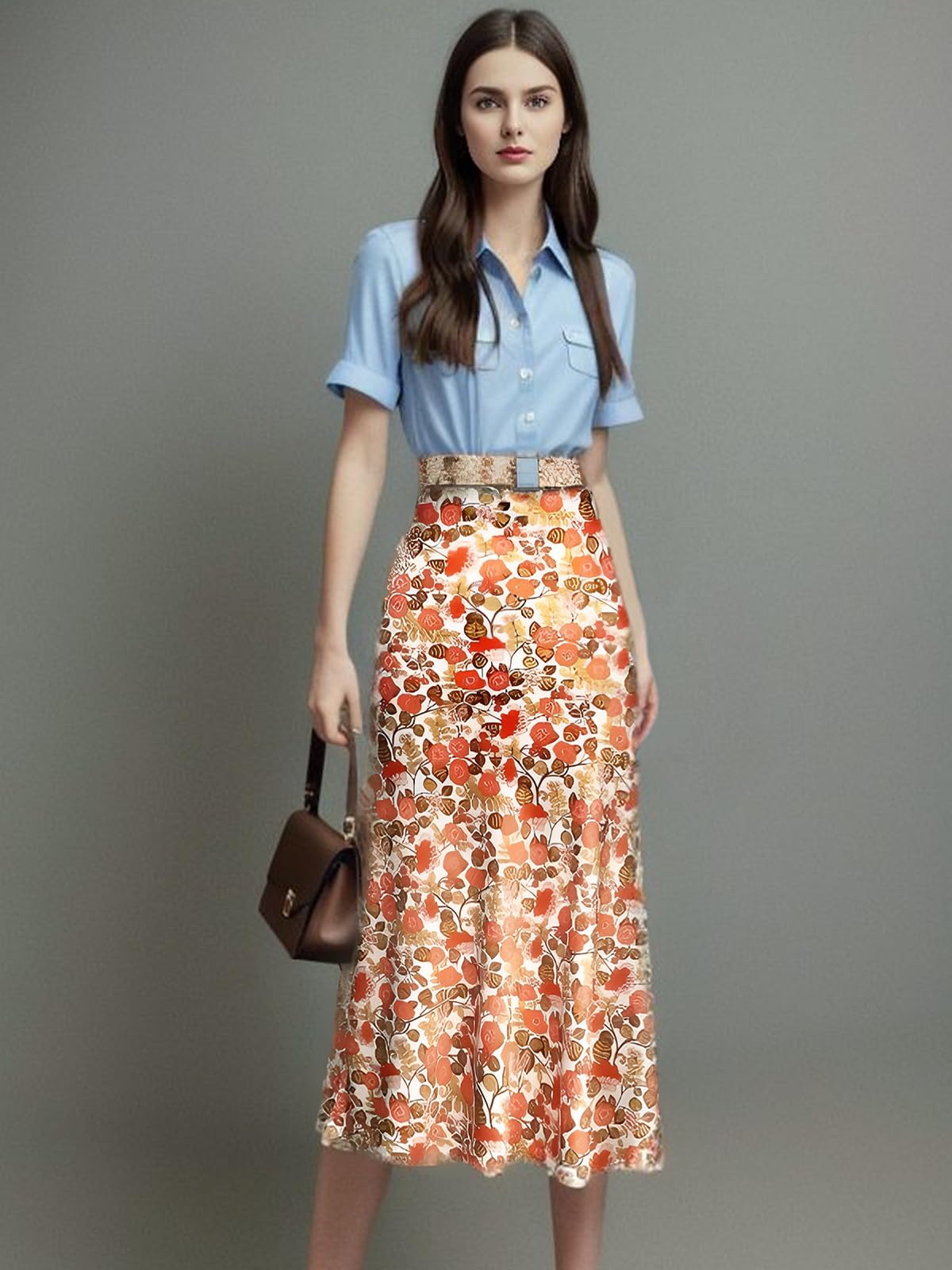 Floral Midi Length Skirt